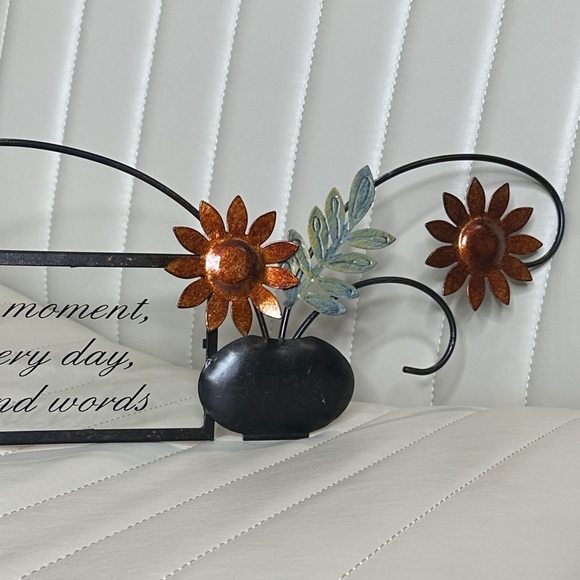 Sunflower Metal Art with Inspirational Quote Live Laugh Love 24" x 7" NWOT Glass - Picture 4 of 9